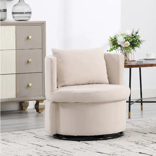 Upholstered Bucket-shaped Dining Chair With Ottoman