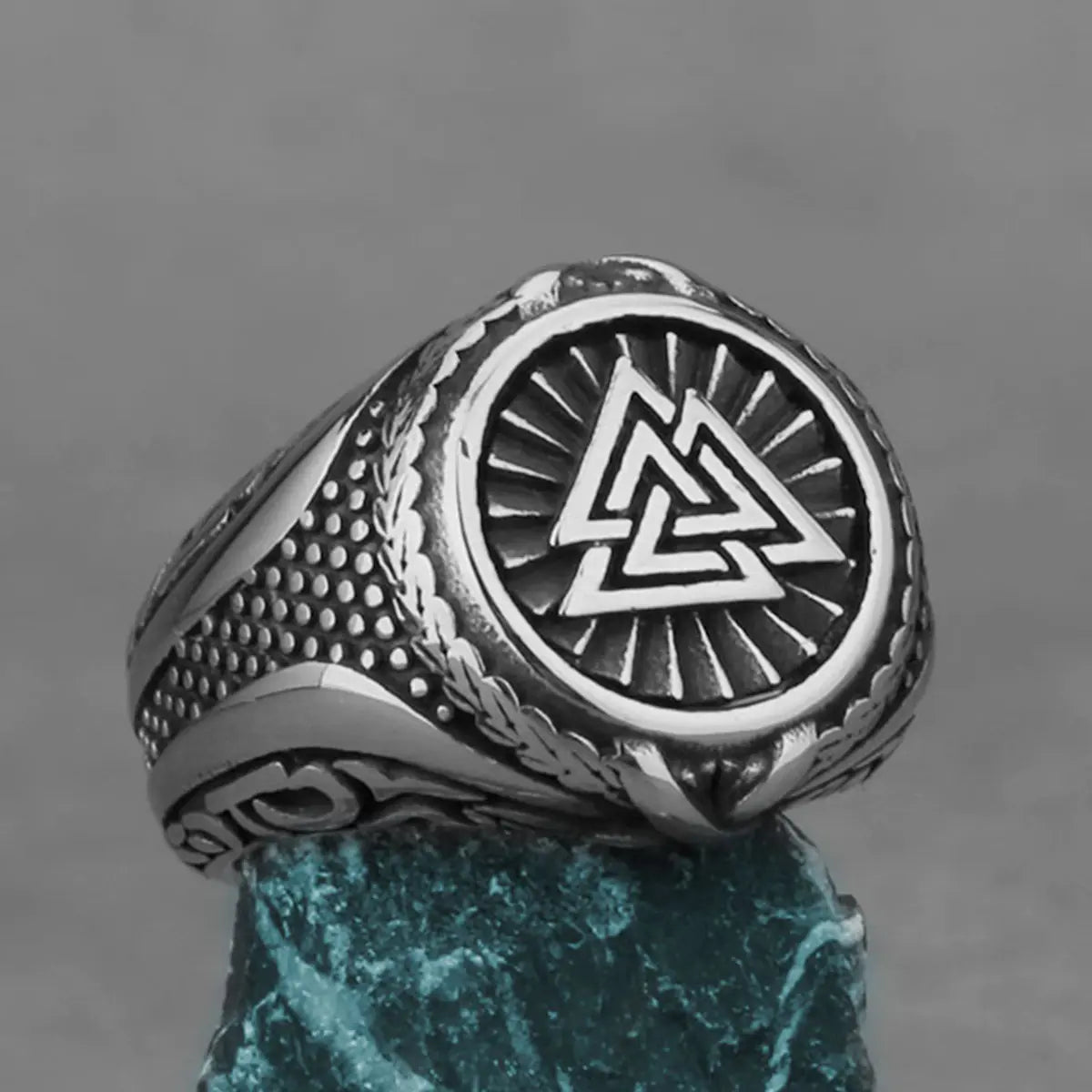 Viking Triangle Rune Titanium Steel Men's Ring