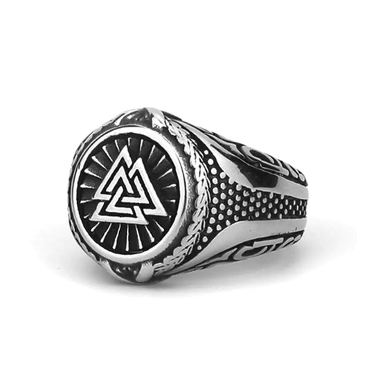 Viking Triangle Rune Titanium Steel Men's Ring