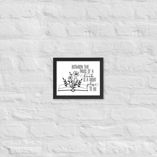 between the pages of a book framed poster