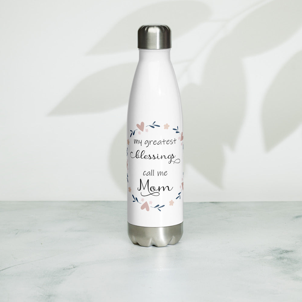 Greatest Blessings Call Me Mom Water Bottle