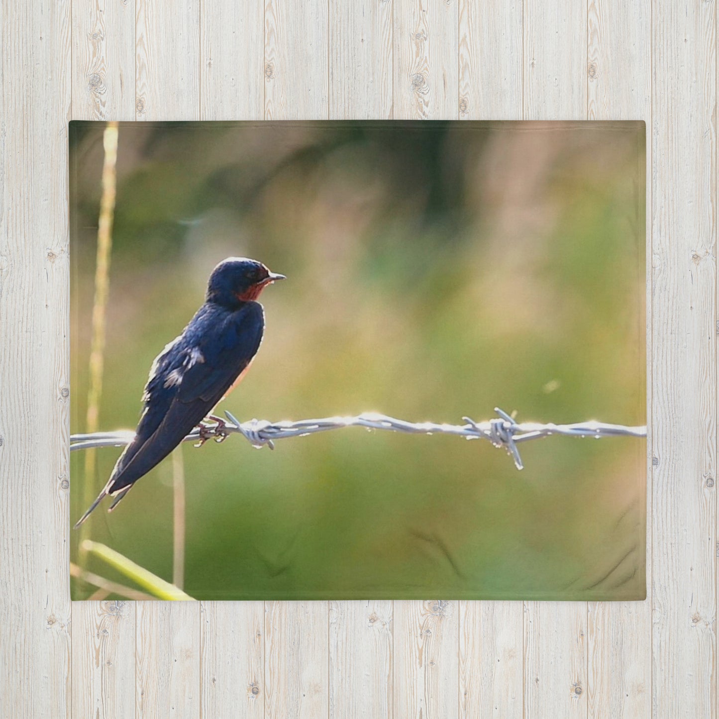 Barbed Wire Bird Throw Blanket