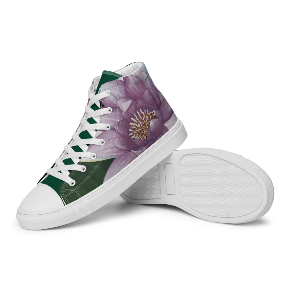 "Lotus Bloomed" Women’s high top canvas shoes
