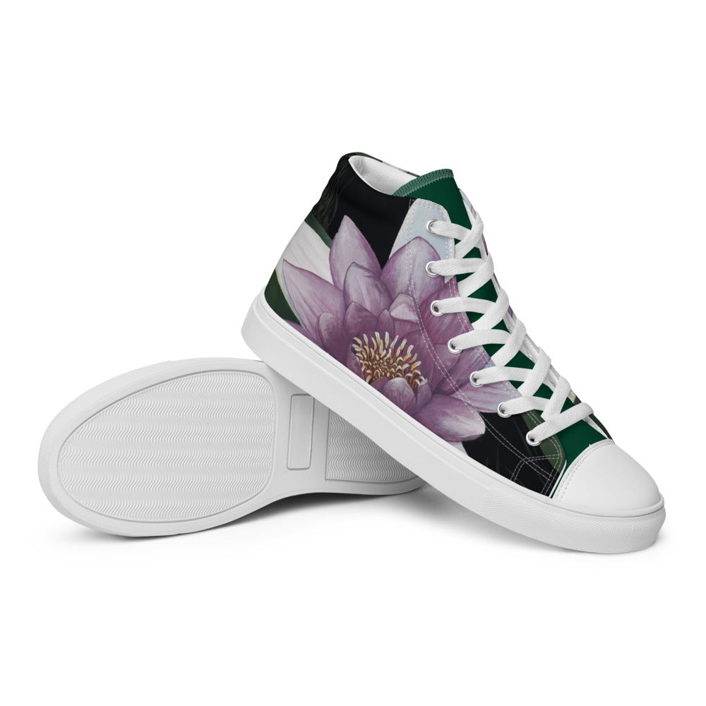 "Lotus Bloomed" Women’s high top canvas shoes