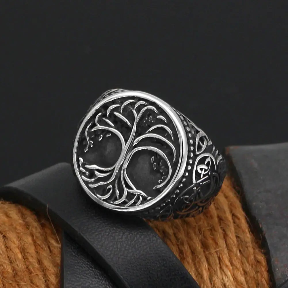 Titanium Steel Viking Men's Jewelry Ring - Tree of Life
