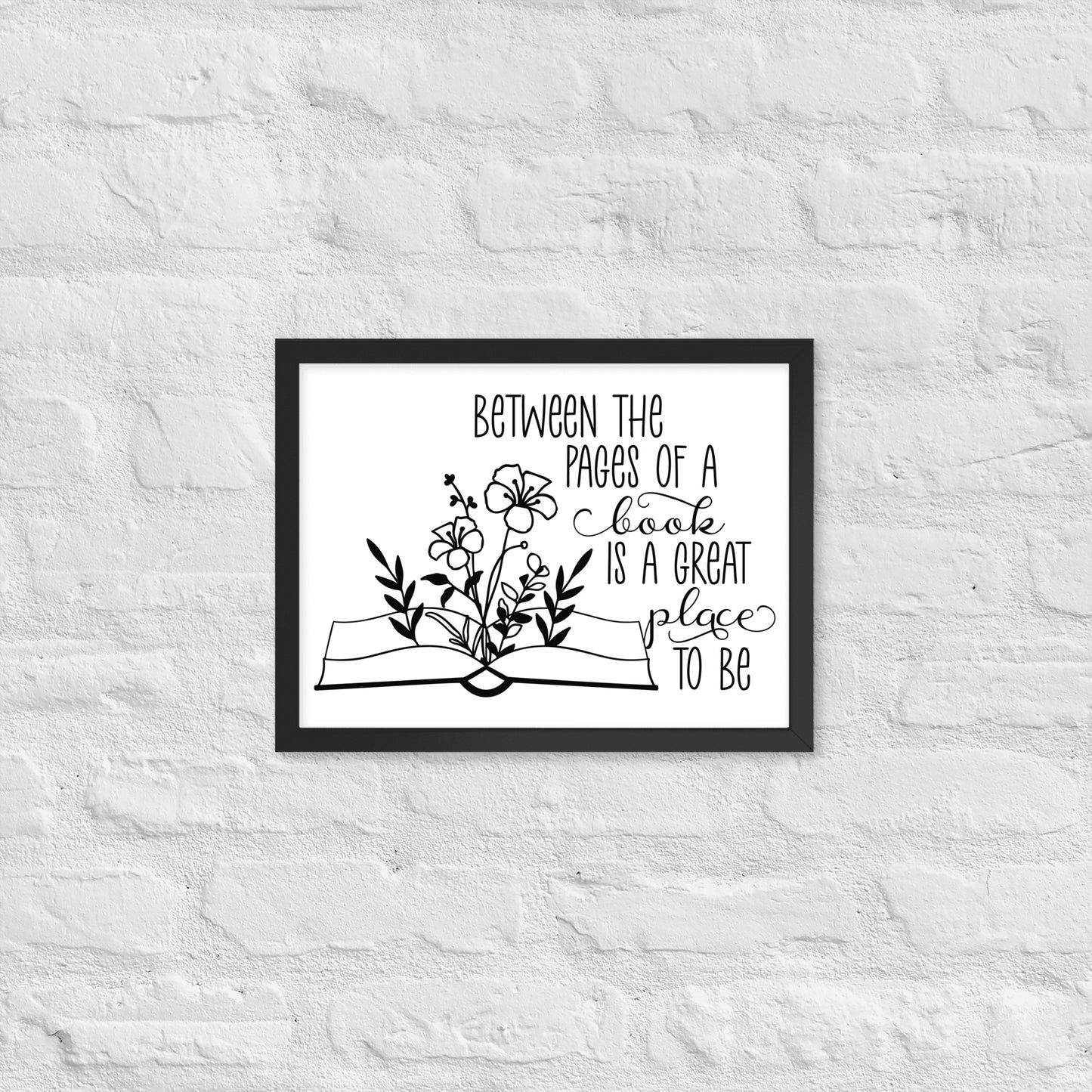 between the pages of a book framed poster
