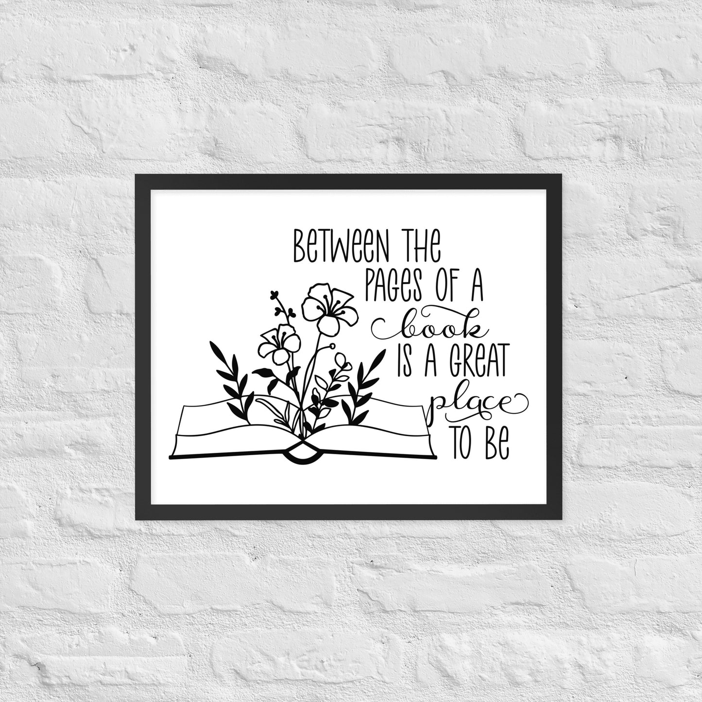 between the pages of a book framed poster