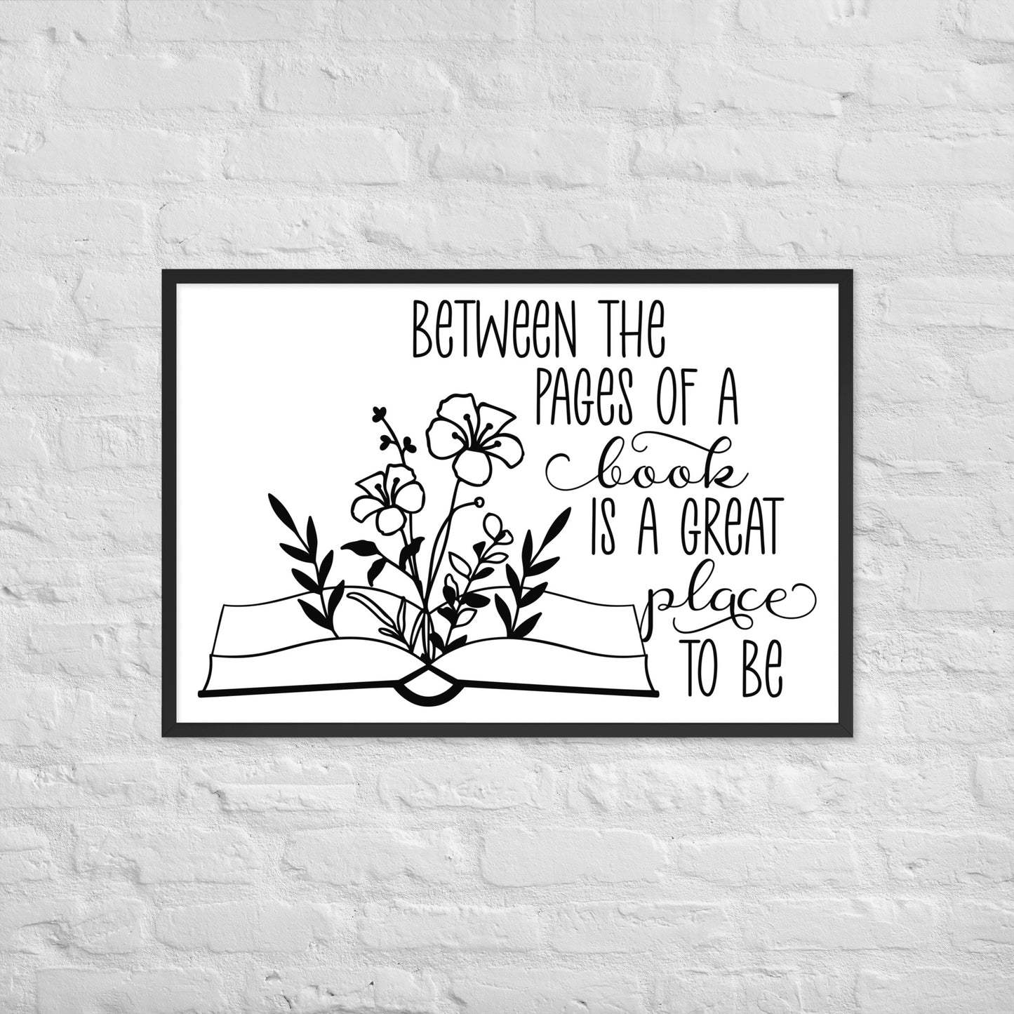 between the pages of a book framed poster