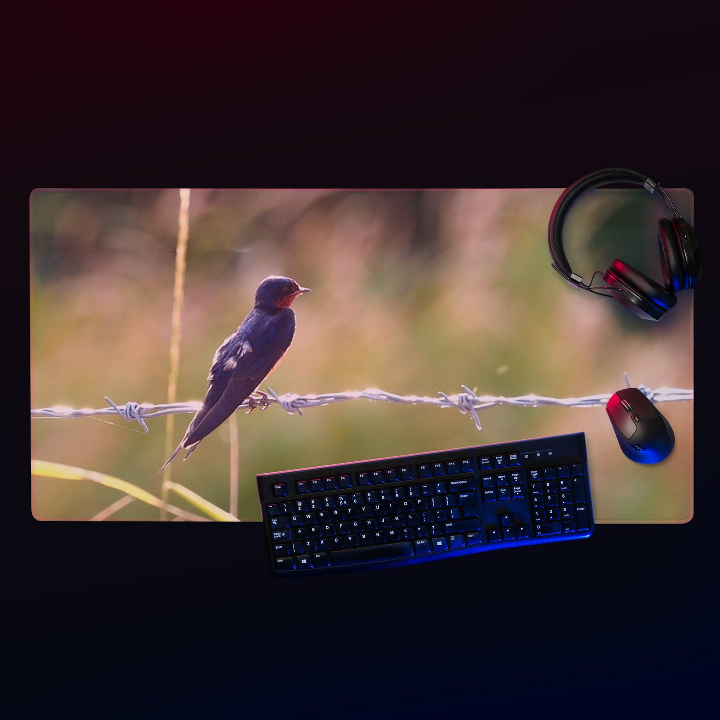 Barbed wire bird Gaming mouse pad