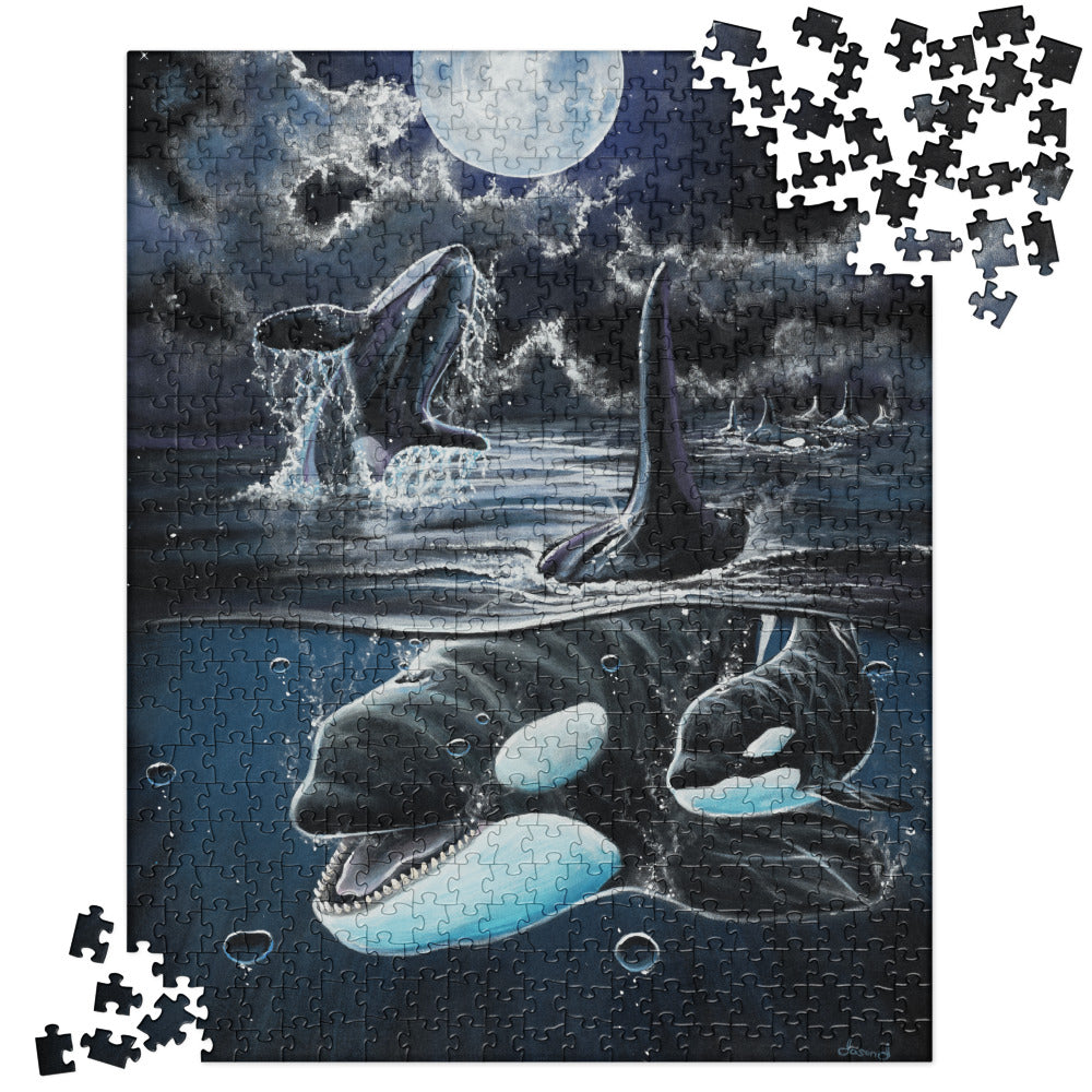 "Moonlit Playtime" Orcas Jigsaw puzzle
