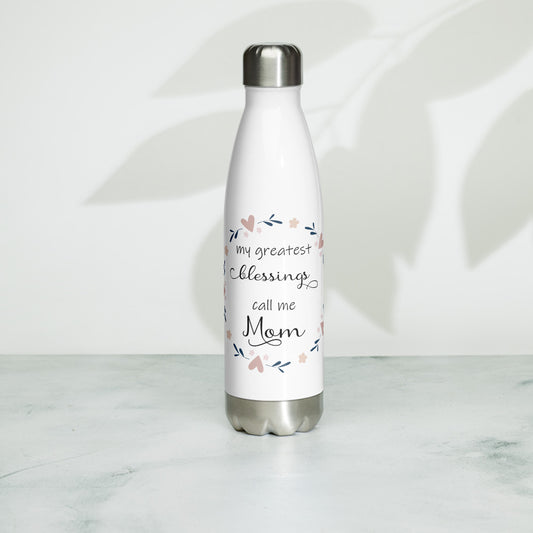 Greatest Blessings Call Me Mom Water Bottle