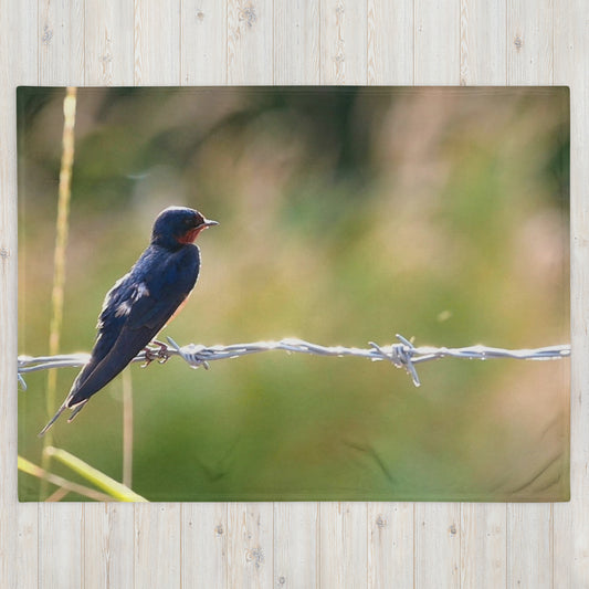 Barbed Wire Bird Throw Blanket
